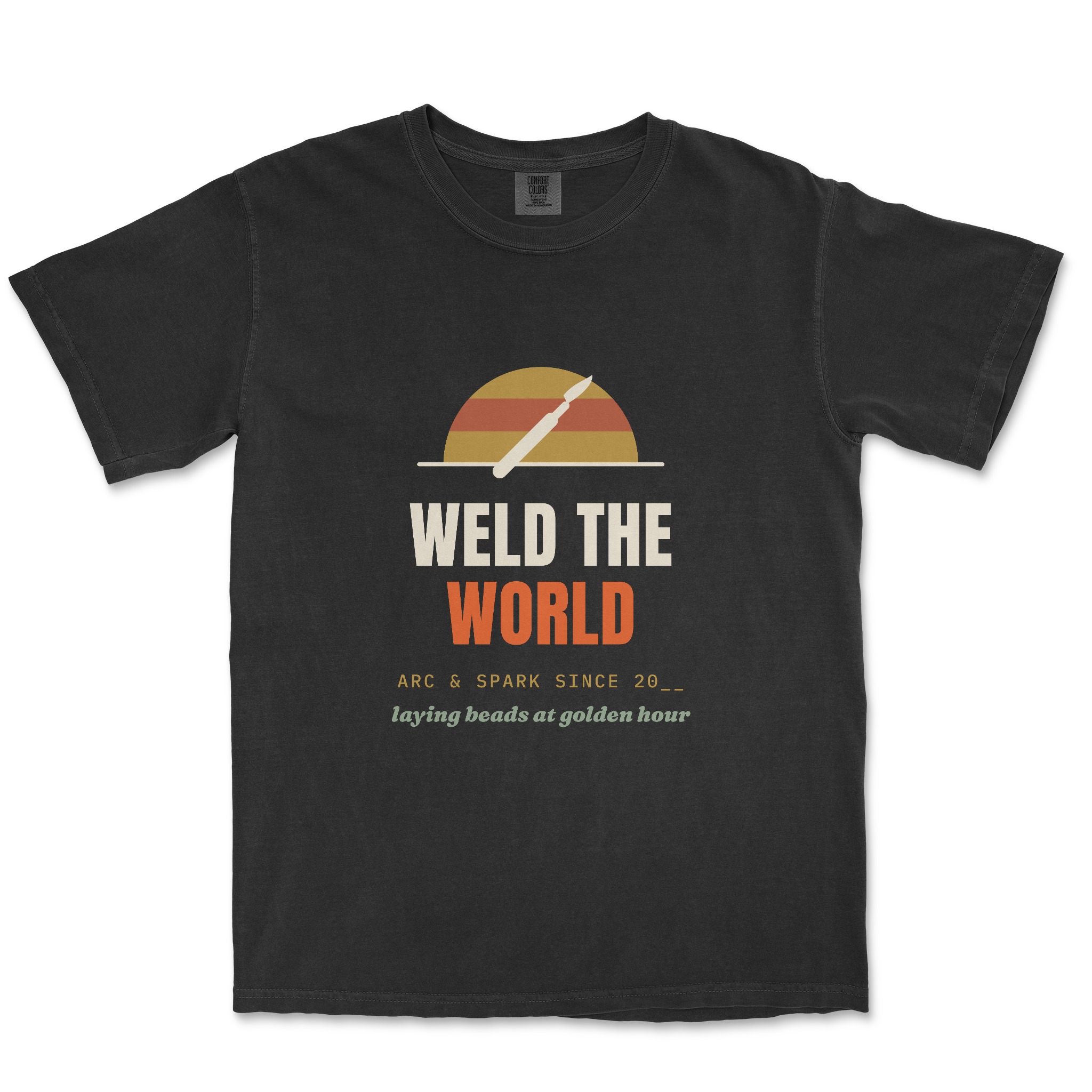 Weld The World Tee — Dreamship production preview