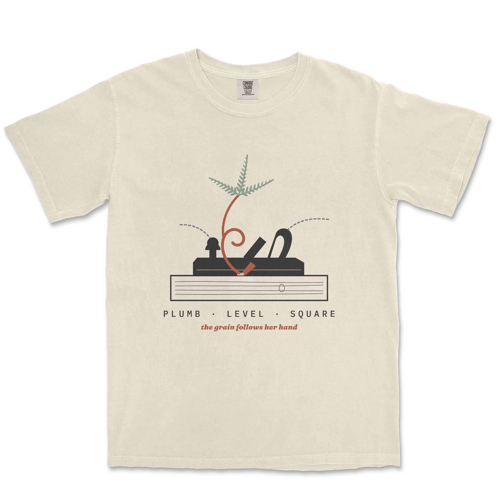 Plumb. Level. Square. Tee — Dreamship production preview