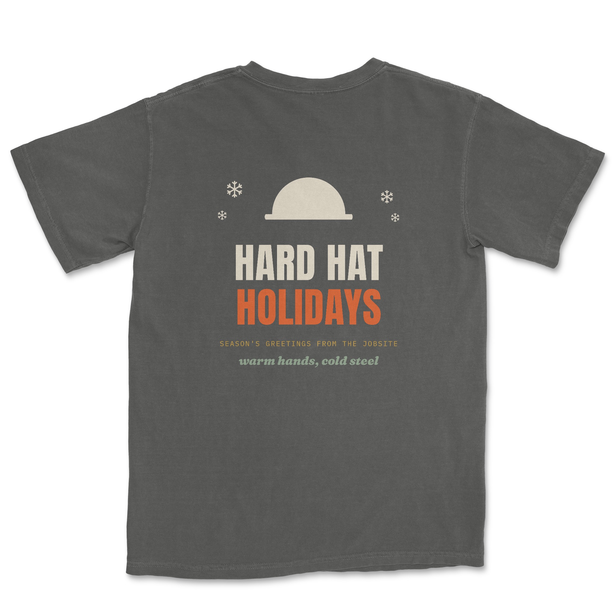 Hard Hat Holidays Tee — Dreamship production preview