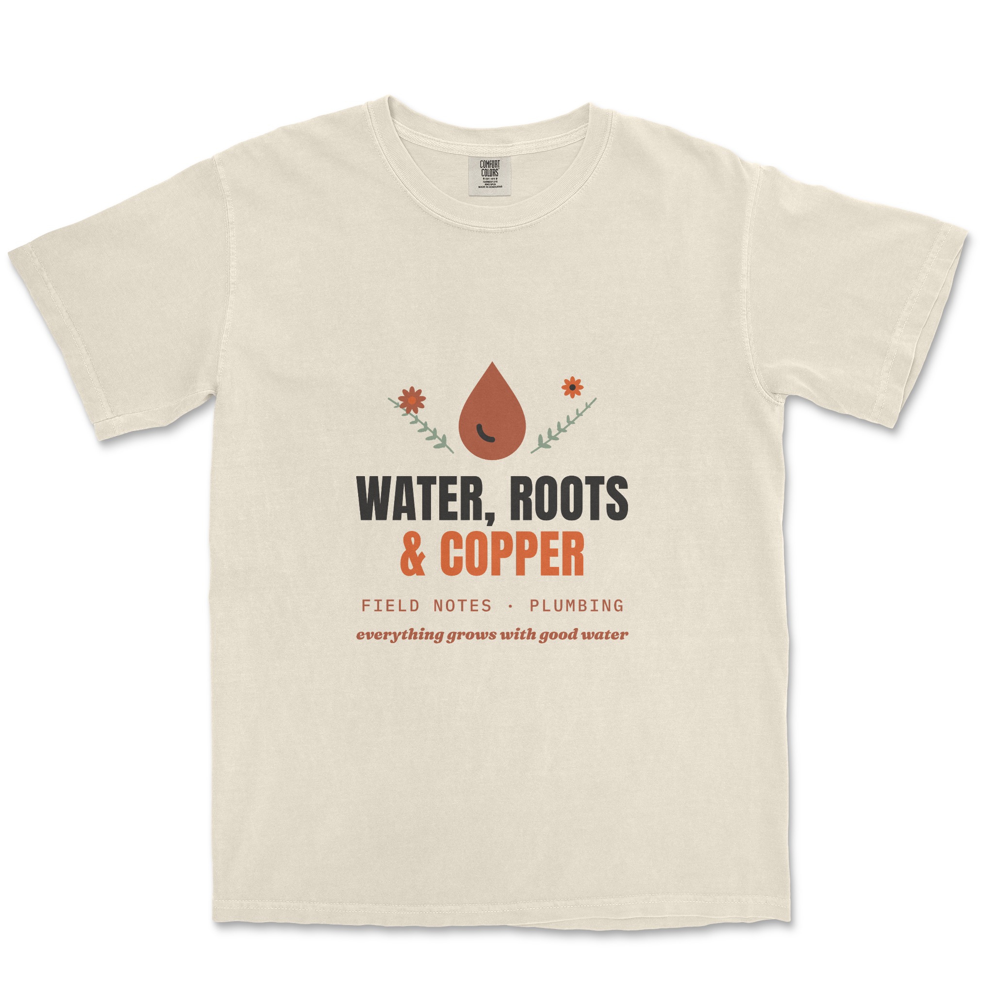 Water, Roots & Copper Tee — front