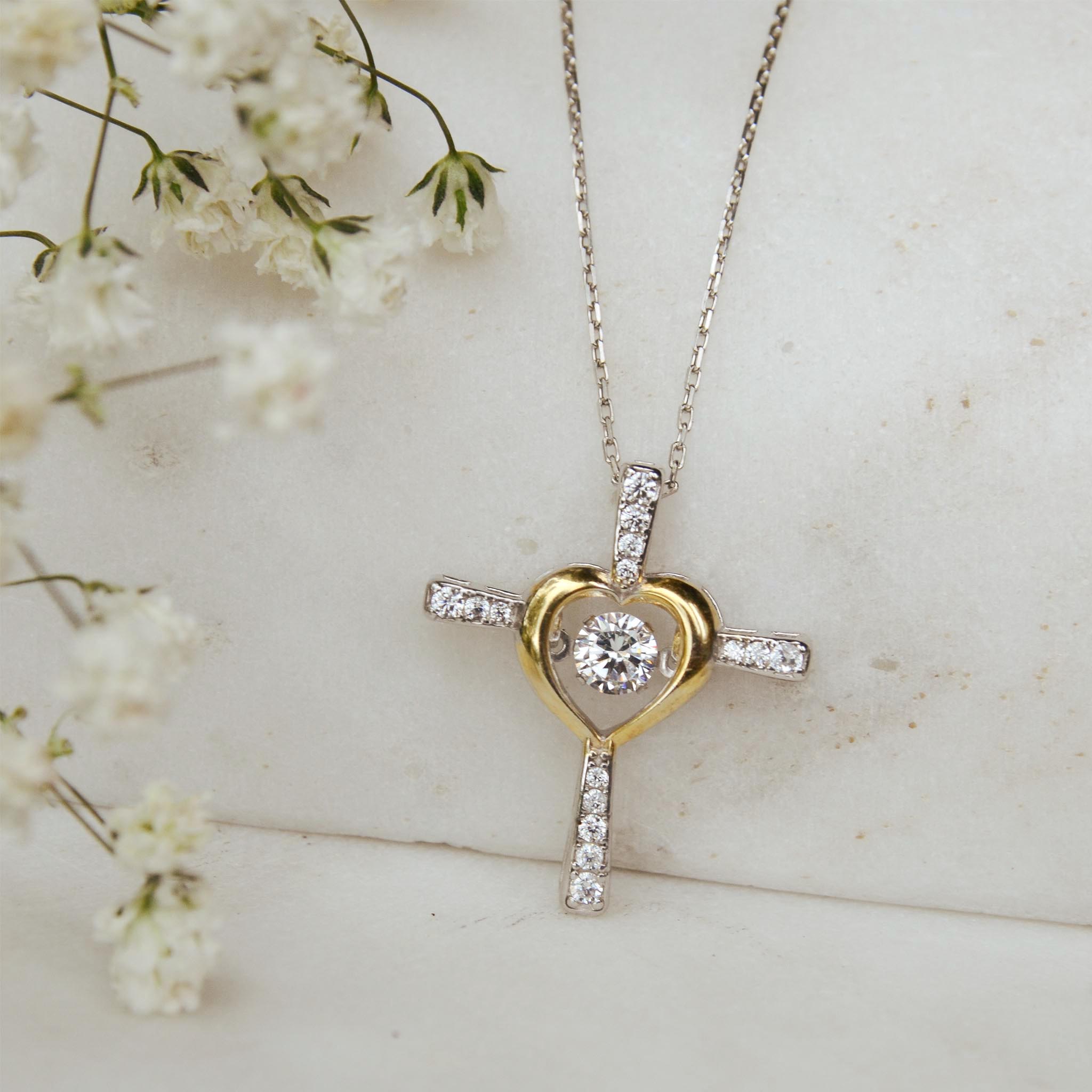 Couple Hug Love Pendant Necklace - Cross Design, Silver Alloy, Unisex Gift